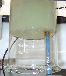 Fenton s reaction The industrial wastewater was pre-treated by adjusting ph value to 2 with sulphuric acid (98%, Panreac), producing a blue sludge as seen in Figure 1-b) that could be removed by
