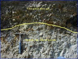 Deposits of polylithic river gravels washed down from the Otago Schist Belt stew in highly