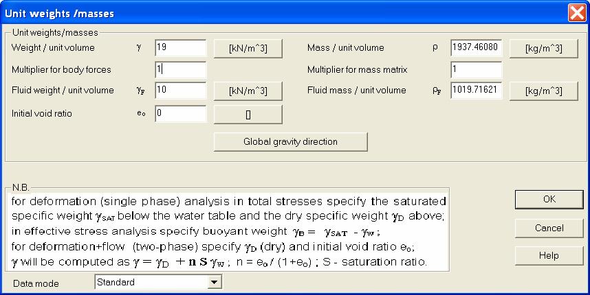 Material data: Unit Weight group e o plays crucial role in transient seepage analyses hence must be set to a meaningful value 29 / 50 e o = n 1 n, n = 1 γ d, γ d = γ s w is the humidity γ 1 + w γ