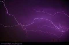 electric charge from a cloud Most lightning strikes occur from cloud to cloud (sheet lightning) Only