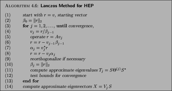 Linear Algebra: Lanczos Algorithm The