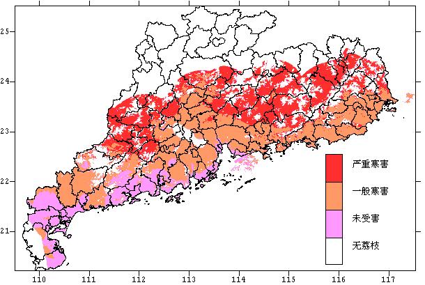 Cold damage of litchi in third-decade, decade, Dec.