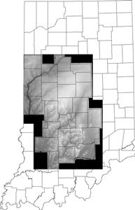 Figure 3 Orthophoto DEM overlaying Indiana counties All of those DEMs, including processed InSAR DEM, are reprojected into WGS84 UTM (Zone 16 North) with post spacing of 16 meters, and the vertical