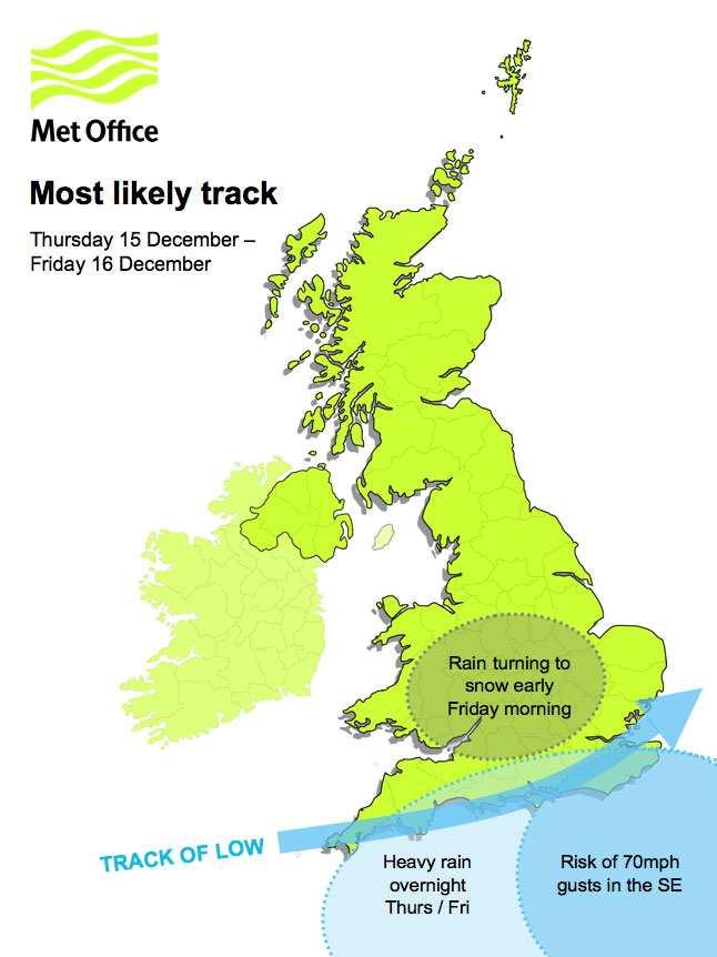 On Wednesday 14 Dec still large uncertainty about the storm track The way the Met Office and BBC forecasters handled the weather situation was very well received by senior managers in the BBC and