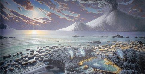 Origin of the Oceans: By 4bya (oldest known crustal rock formations), the oceans might have been close to their present size.