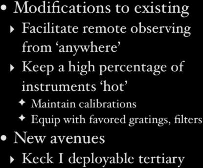TDA at Keck: Technology Modifications to existing
