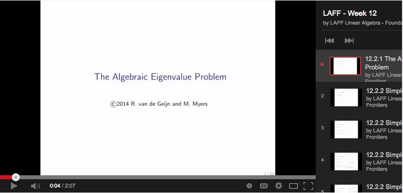 Week 12. Eigenvalues, Eigenvectors, and Diagonalization 426 12.2 Getting Started 12.2.1 The Algebraic Eigenvalue Problem The algebraic eigenvalue problem is given by Ax = λx.