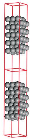 Figure 3: Illustration of the supercell approach to model surfaces: the surface is represented by a periodic stack of slabs separated by vacuum.