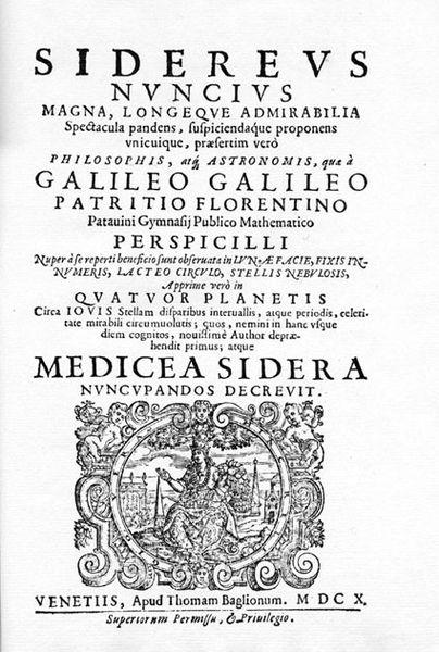 The Starry Messenger In 1610, Galileo wrote and published a short pamphlet called Siderius Nuncius (The Starry Messenger) in which he reported his amazing findings.