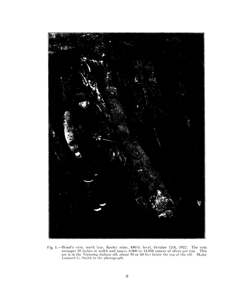 Fig. 1. Wood's vein, north face, Keeley mine, 480-ft. level, October 12th, 1922.