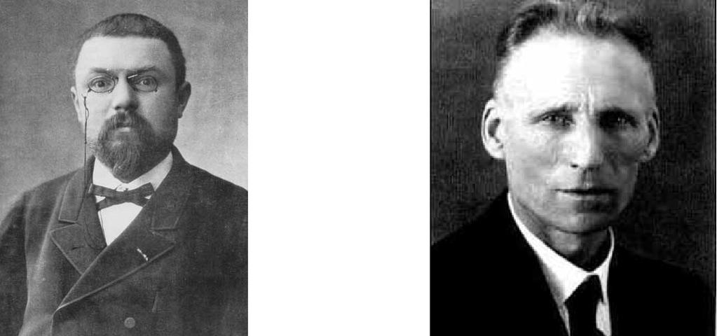 Figure 2: Henri Poincaré, left, and Luitzen Egbertus Jan Brouwer, right. Brouwer, in 1910, presented his fixed point theorem: 1.