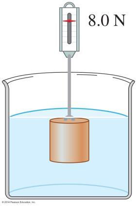 3. Mr. Largo hangs a mass at the bottom of a spring scale. Then he dips the mass in water (water barely covers the top of the mass). 4. Mr. Largo hangs a mass at the bottom of a spring scale. Then he dips the mass completely in water.