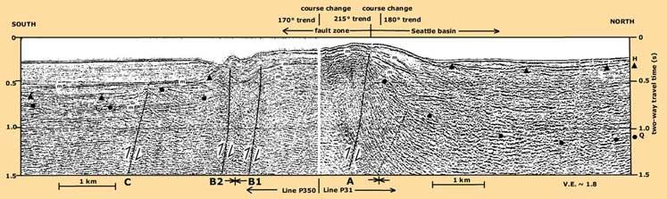 Discovery of several types of evidence Buried fault zones under the Sound High-intensity sound waves used to reveal subsurface structure Fauntleroy Alki Pt.
