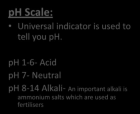 Keywords C2 5.1 Acids and Alkalis Acid A substance that produce H + ions in water.