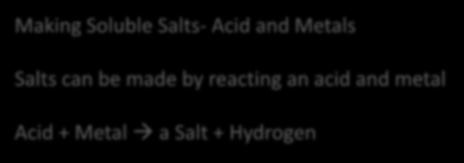 C2 5.2-5.3 Making Salts From Acids And bases Keywords Neutralisation- Reaction between acid and base Precipitate- An insoluble solid formed by a reaction in a solution.