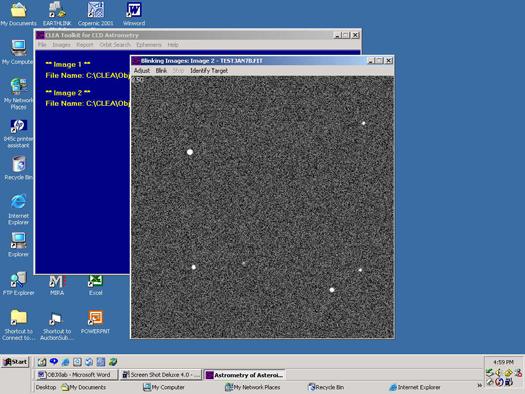 Up to 4 images may be loaded into the Astrometry Toolkit, (Figure 12) a self-contained program that can be run from the main menu of the Virtual Observatory, or can be run alone from the programs