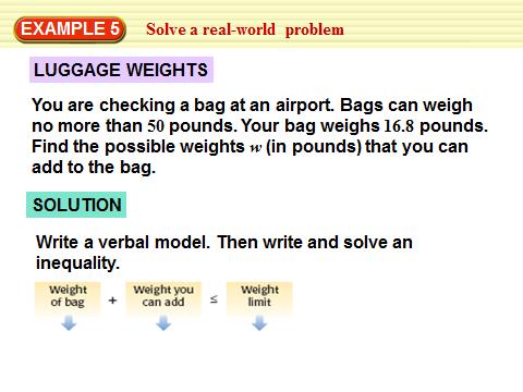 Example 5: Solve a Real World Problem Sep 20 1:09 PM Chapter 6 Lesson 2 Solve Inequalities Using