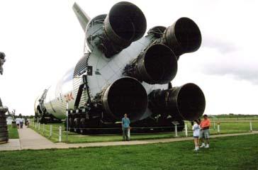 The first stage of a Saturn V space vehicle consumed