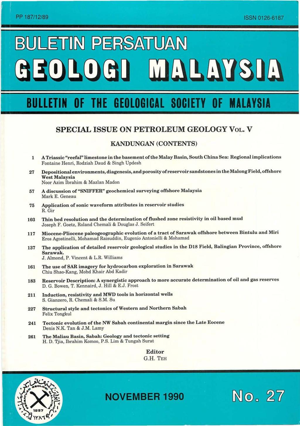 SPECIAL ISSUE ON PETROLEUM GEOLOGY VOL.