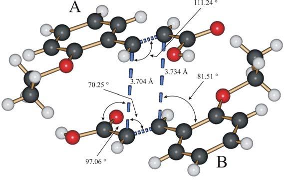Chapter 6 149 criterion distance of 3.5 4.2 Å potentially leading to the centrosymmetric OETCA dimer product. Molecules in the centrosymmetric sites have a predimer double bond contact distance of 4.