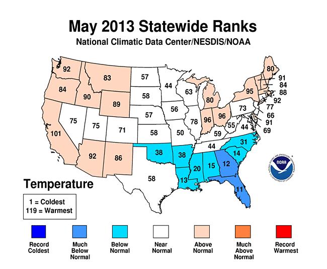 May Temperatures Near average for most of region http://www.ncdc.noaa.