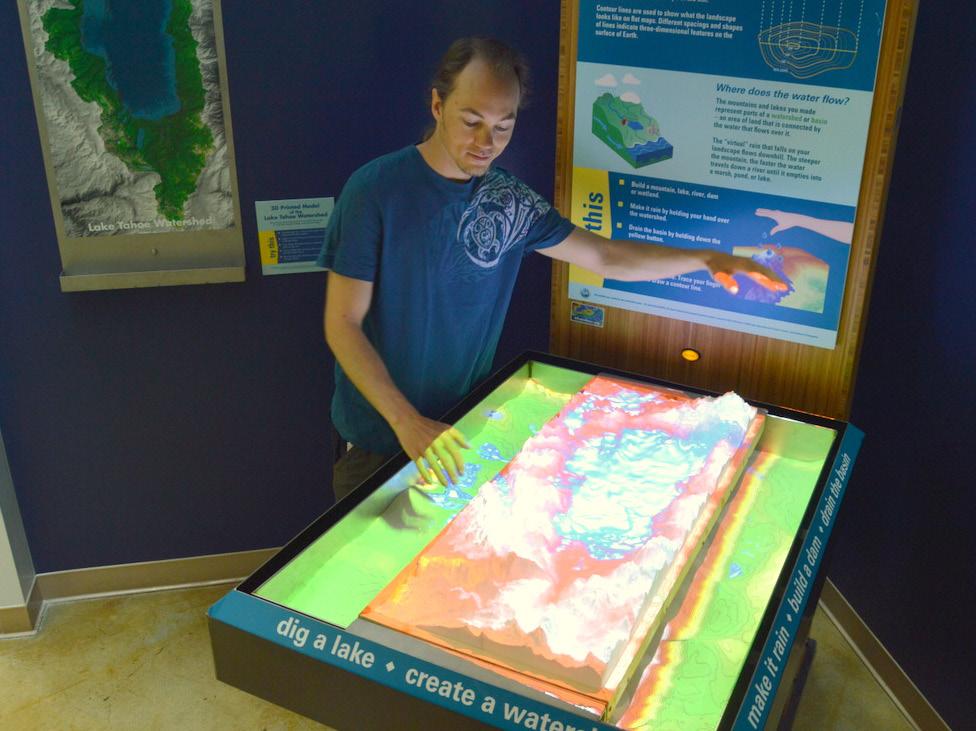 The Lake Tahoe in Depth exhibit wall has new wall signage and content describing both real-time and historical lake water quality conditions.