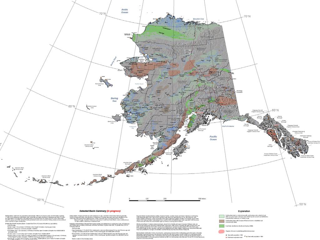 Wainwright Point Lay Atqusuk Alaska rural energy base map showing select rural communities with some shallow subsurface resource