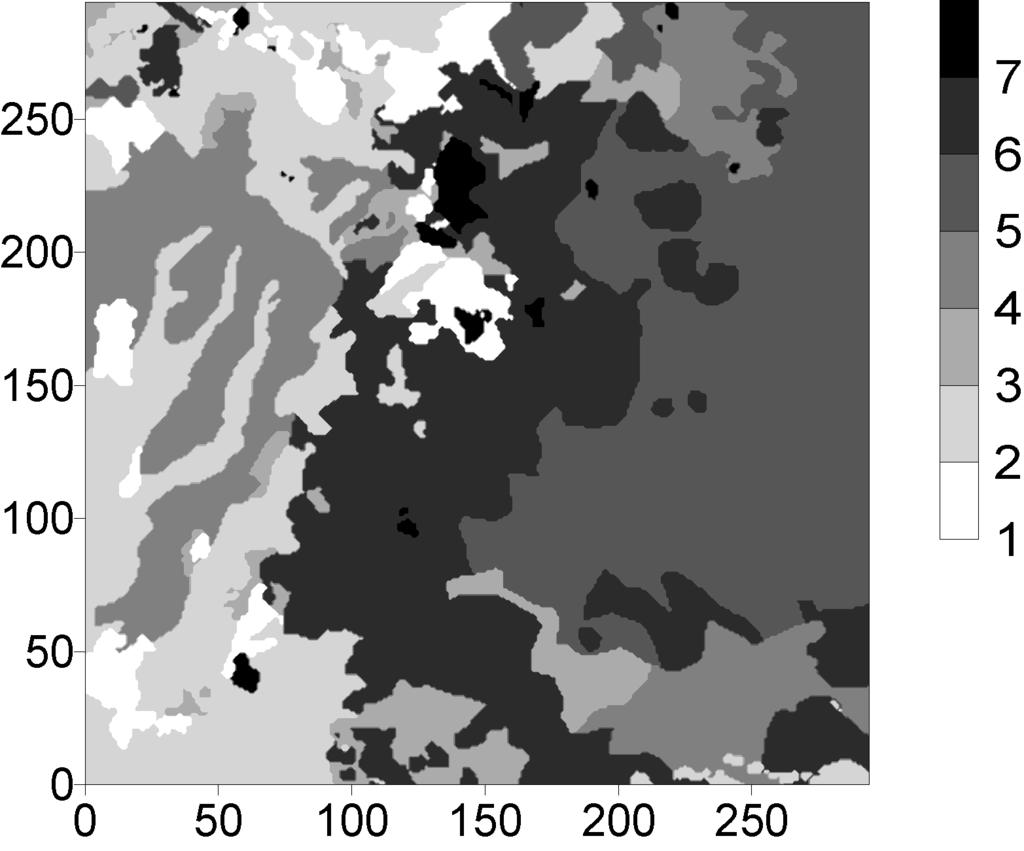MARKOV CHAIN MODELING OF LAND-COVER CLASSES 7 Fig. 3. Reference land cover map of the Lunan Stone Forest National Park, China (derived from IKONOS satellite imagery).