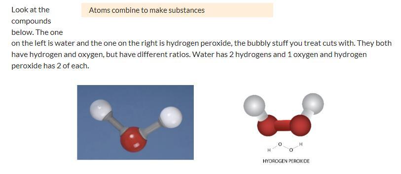 Compounds Atoms combine in different ratios with each other to form different substances. We know that atoms form all different kinds of elements.