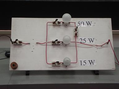 The voltage and/or resistance can be changed and the change in current is observed.