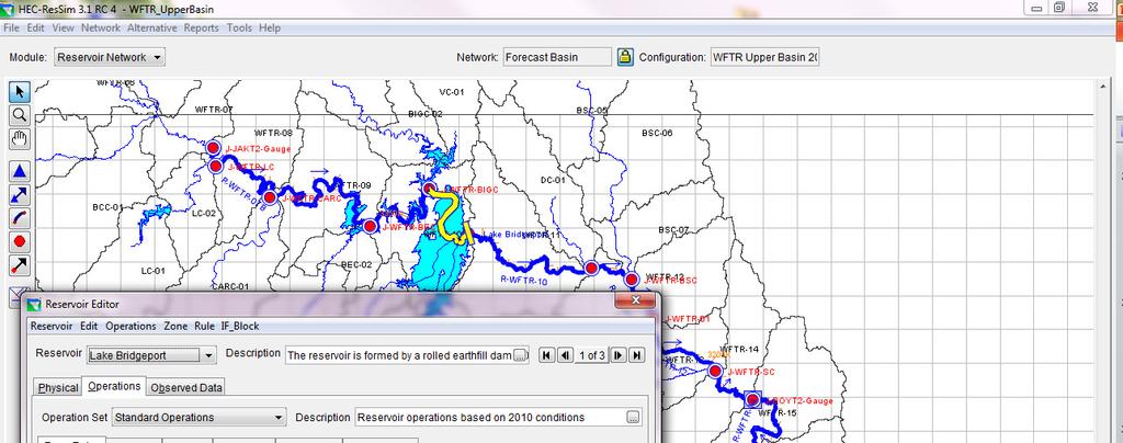 HEC-ResSim 3 Reservoirs Lake Bridgeport Low Flow Valve Service Spillway Emergency