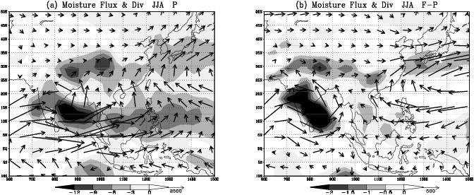 precipitation (e.g., Kitoh et al. [5]). It is also noted that the Pacific subtropical anticyclone becomes stronger and more southerly moisture flux converges over South China.