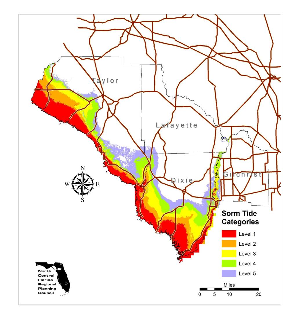 Volume 10-3 North Central Florida Statewide Regional Evacuation Studies Program Figure 10C Directional WNW-N