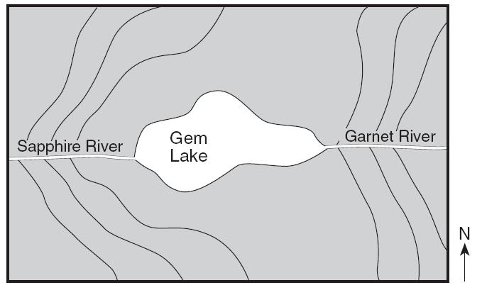 (3) The Sapphire River flows east and the Garnet River flows west. (4) The Sapphire River flows west and the Garnet River flows east. 6.