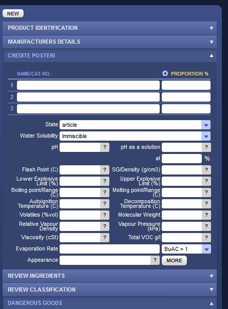Credite Posteri Tab Enter Ingredient Name or CAS number (don t hit return) pick from generated list.