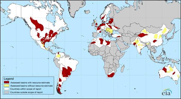 Worldwide Shale Reserves Prepared April 2011 by a third consultant /paid by US Gov nt. Study does not consider countries where no data obtained.