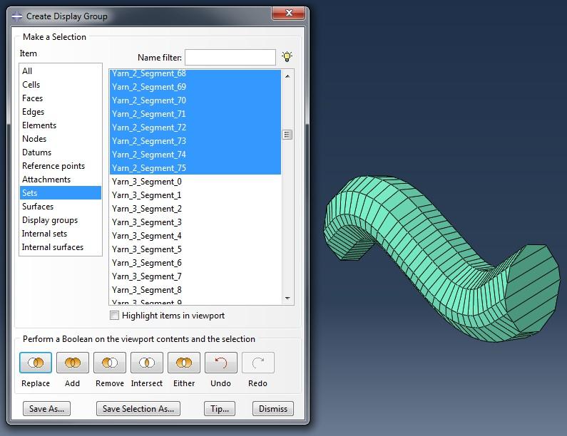 Creating a plain weave unit cell in ABAQUS CAE 2013-03-01 Emina Music Andreas Widroth Now use the Create Display Group symbol in the Toolbars area to show one yarn at a time.