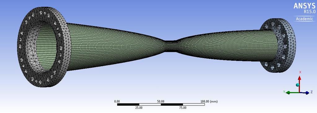 Cylindrical part Parabolic part Elliptical part Figure 4 Inner conductor meshing overview The possibility of meshing the central part of the horn with small elements by specifying the element size in