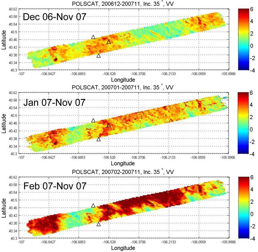 3352 IEEE TRANSACTIONS ON GEOSCIENCE AND REMOTE SENSING, VOL. 47, NO. 10, OCTOBER 2009 Fig. 4. Panels show the changes of POLSCAT VV backscatter with respect to the data acquired in November 2007.