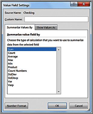 Value Field Settings include several statistical
