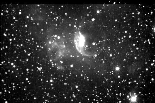 Images from Badlands Observatory NGC 7635 The Bubble Nebula in Cassiopeia: 8/29/00, Exposure 60 seconds --This interesting object is thought to be a rather rare example of a very massive star, with