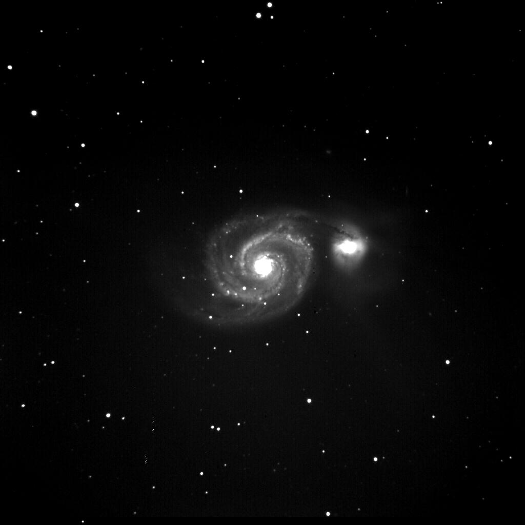 M-51 "Whirlpool Galaxy" (a Spiral Galaxy in Canes Venatici):acquired 04/09/03 by Teresa Hofer.