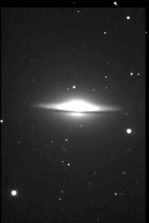 Images from Badlands Observatory M-104 The Sombrero Galaxy in Virgo: 4/20/01, This is a composite made by adding together individual