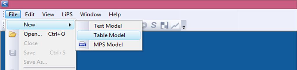 Izbornik File omogućuje rad s datotekama. Unutar izbornika postoje sljedeće opcije (vidjeti Sliku 4.): New namijenjena određivanju oblika zapisa modela.