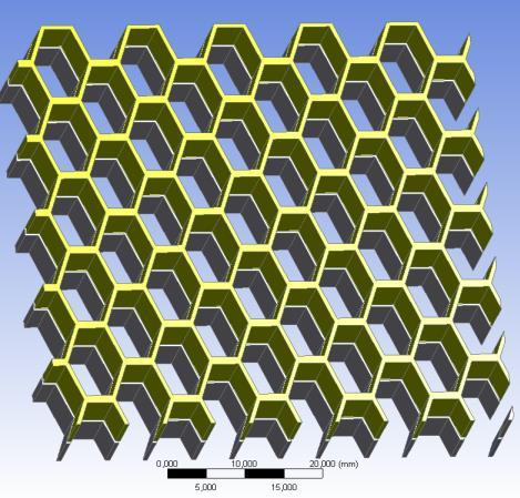 Experimental and finite element analysis of multilayered honeycomb composite material ( ) 125 The lower support, on witch multilayered honeycomb composite material is placed, has a hole in the center