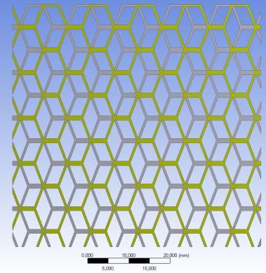 For these multilayer honeycomb composite materials, the position of the two honeycomb layers are not known to each other, four geometrical models were considered, based on the position of the