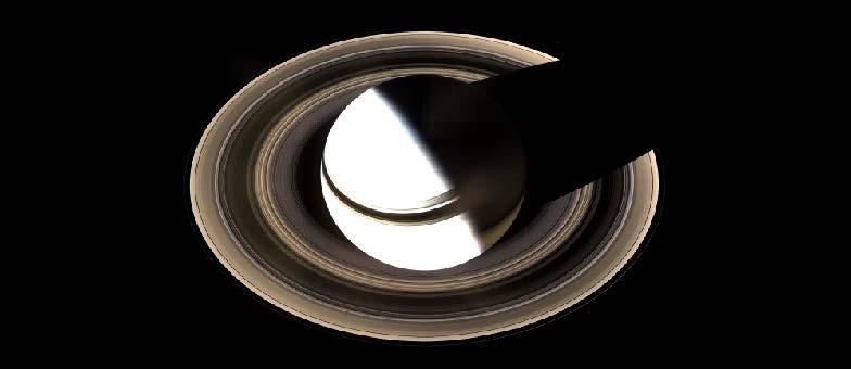 FIGURE 7.7 Saturn and Its Rings. This 2007 Cassini image shows Saturn and its complex system of rings, taken from a distance of about 1.2 million kilometers.