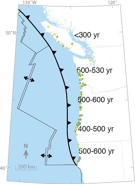 Earthquakes: Along the plate interface how often?
