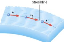 Fluids in Motion The steady flow the velocity of the fluid particles at any point is