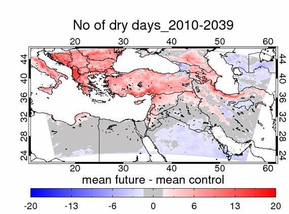 Future Climate RR indices The number of dry days is